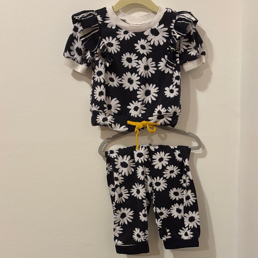 Floral Black and White Toddler Outfit